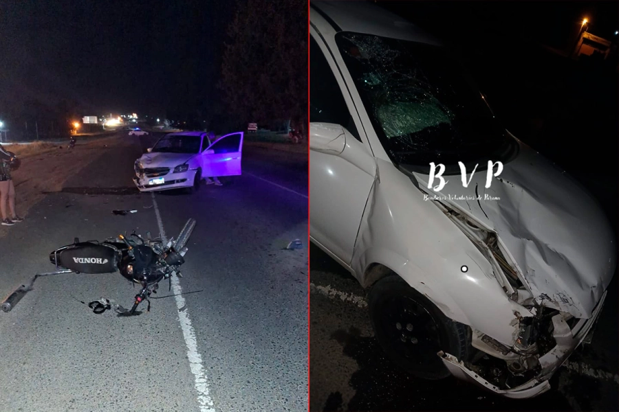  Motociclistas chocaron contra un auto en Ruta 12: Iban a alta velocidad, zigzagueando y cruzaron semáforo en rojo