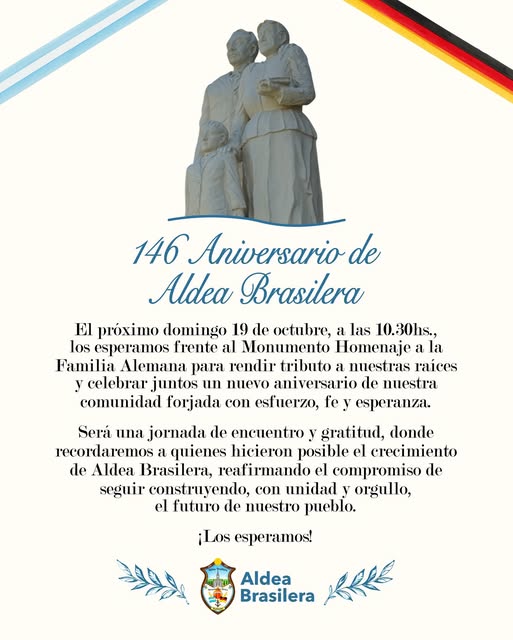  Invitación especial – Acto Protocolar 146° Aniversario Aldea Brasilera