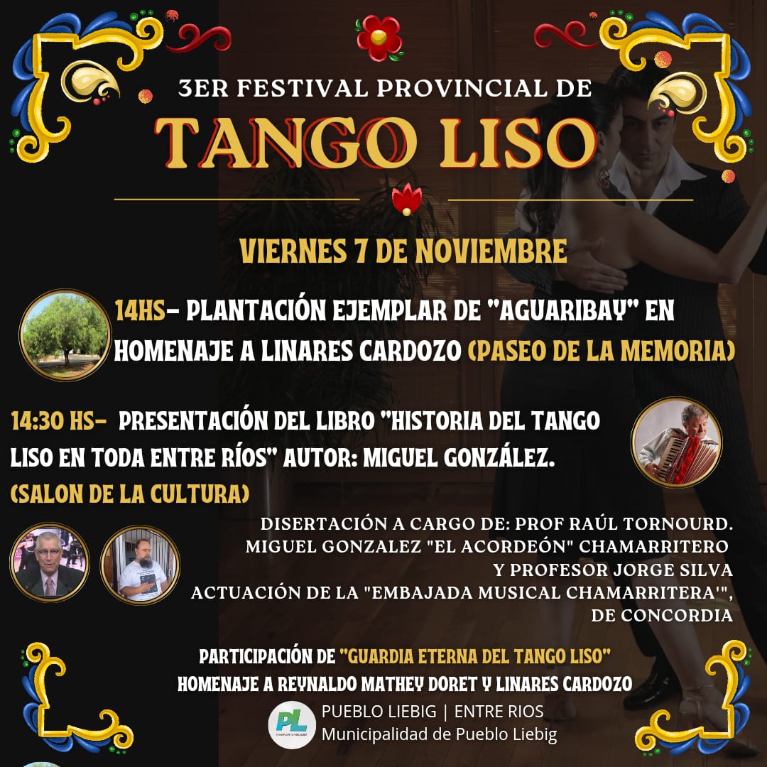  Pueblo Liebig se prepara para vivir el 3° Festival Provincial de Tango Liso