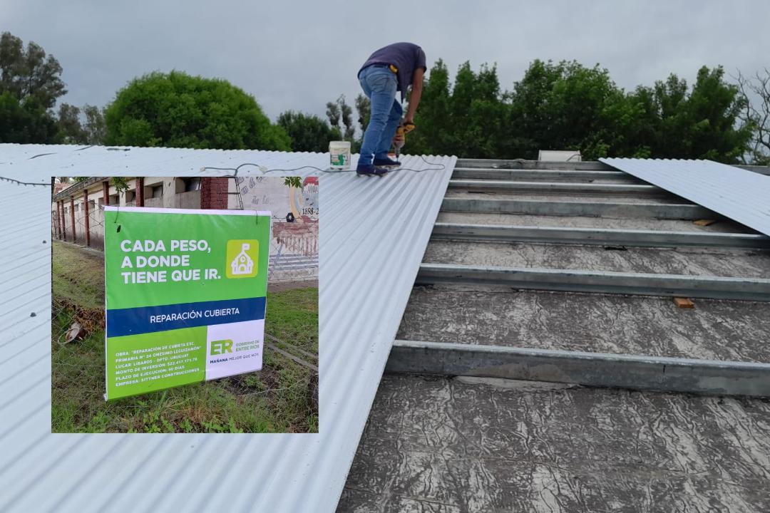  Reparan techo y sectores de galería en escuela de Libaros