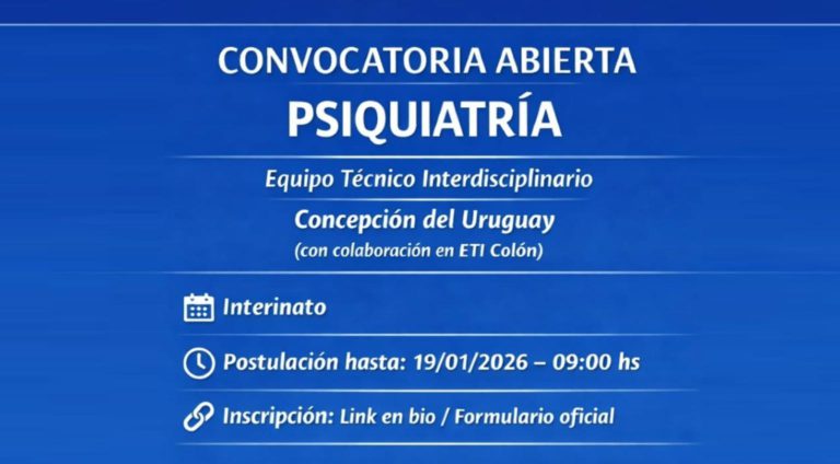  Convocatoria a profesionales de la Psiquiatría en Concepción del Uruguay y Colón