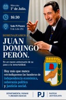  Homenaje a Perón este miércoles 1º e Julio