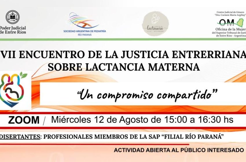 Se realizará el VII Encuentro de la Justicia Entrerriana sobre Lactancia Materna