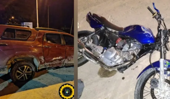  Motociclista sufrió lesiones graves tras chocar contra una camioneta que giró en la ruta