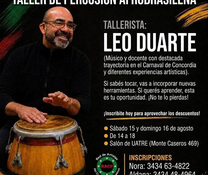  Avanzan los preparativos para el taller de percusión de este fin de semana en Paraná